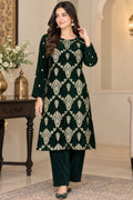 2 Piece Unstitched Embroidered Velvet Suit (Emerald Green)