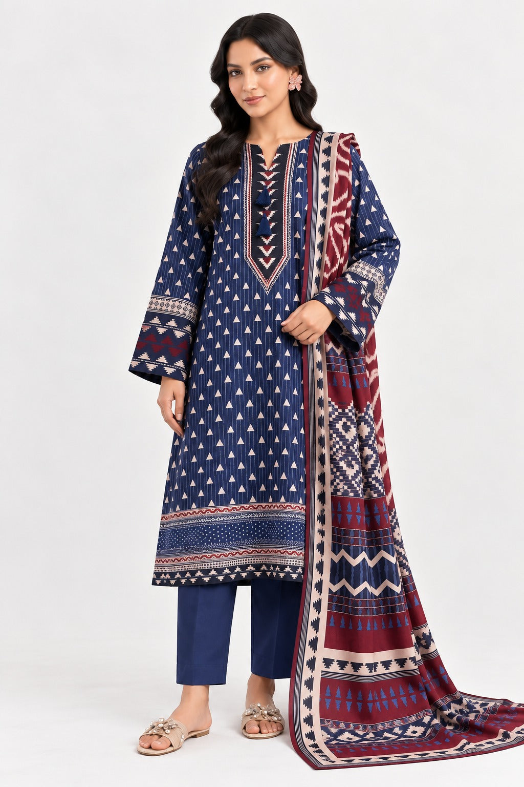 Bonanza Satrangi Premium Khaddar 3 Piece Suit – Navy