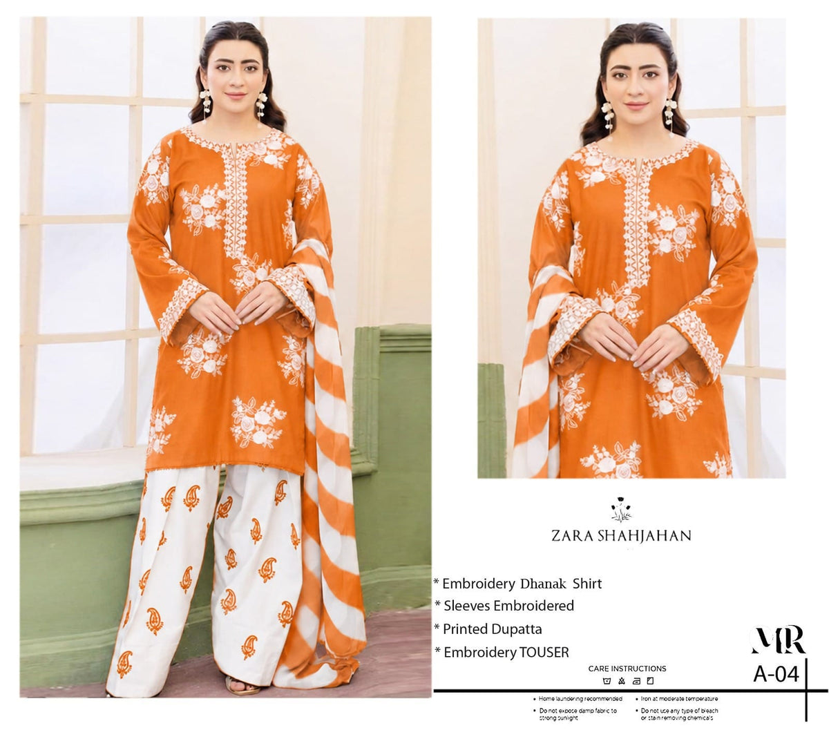 Embroidered Dhanak 3-Piece Suit