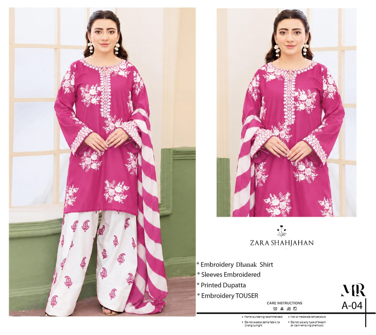 Embroidered Dhanak 3-Piece Suit