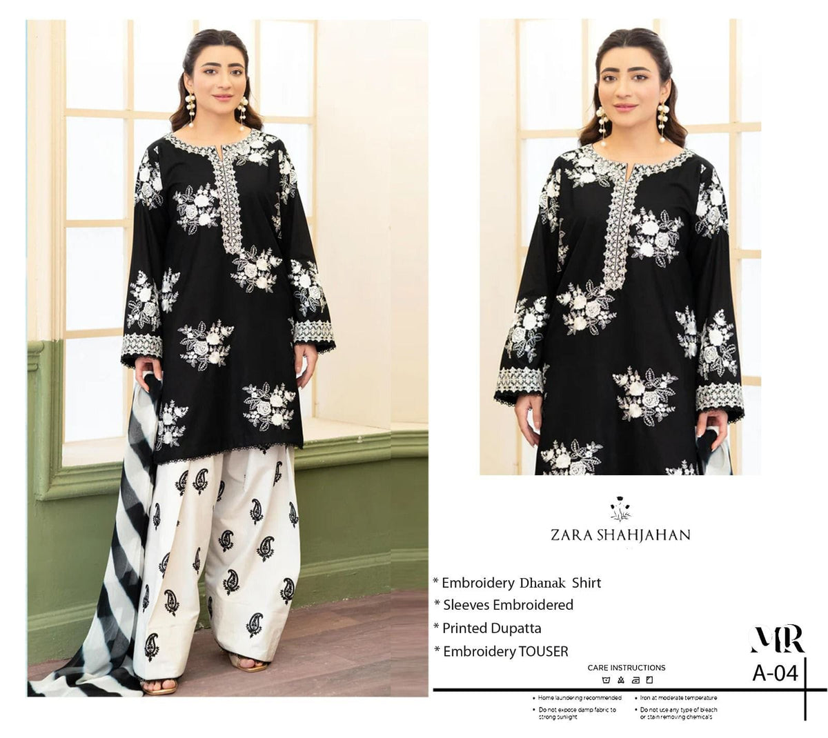Embroidered Dhanak 3-Piece Suit