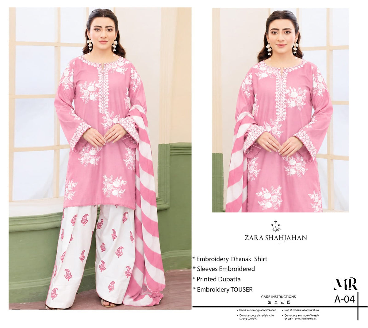 Embroidered Dhanak 3-Piece Suit